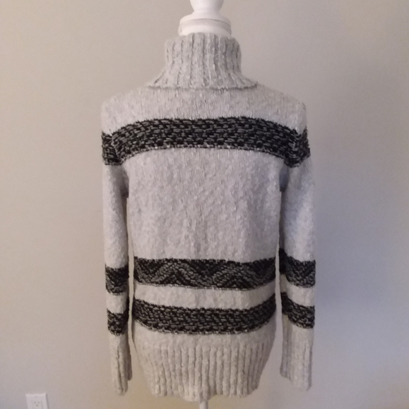 Universal Threads Grey Bulkie Turtleneck Sweater with Black Stripes - Picture 9 of 12